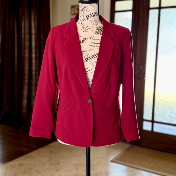 Kensie Jackets & Blazers - KENSIE | Casual Work Blazer in Dark Red, Size Small
